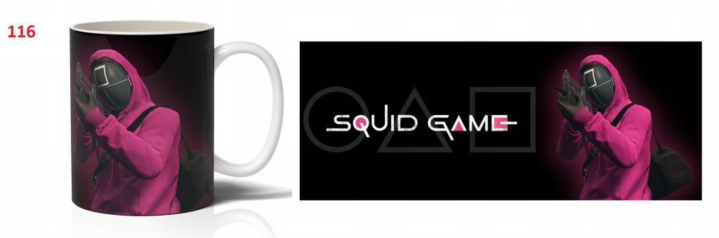 Squid game puodelis kvadratas